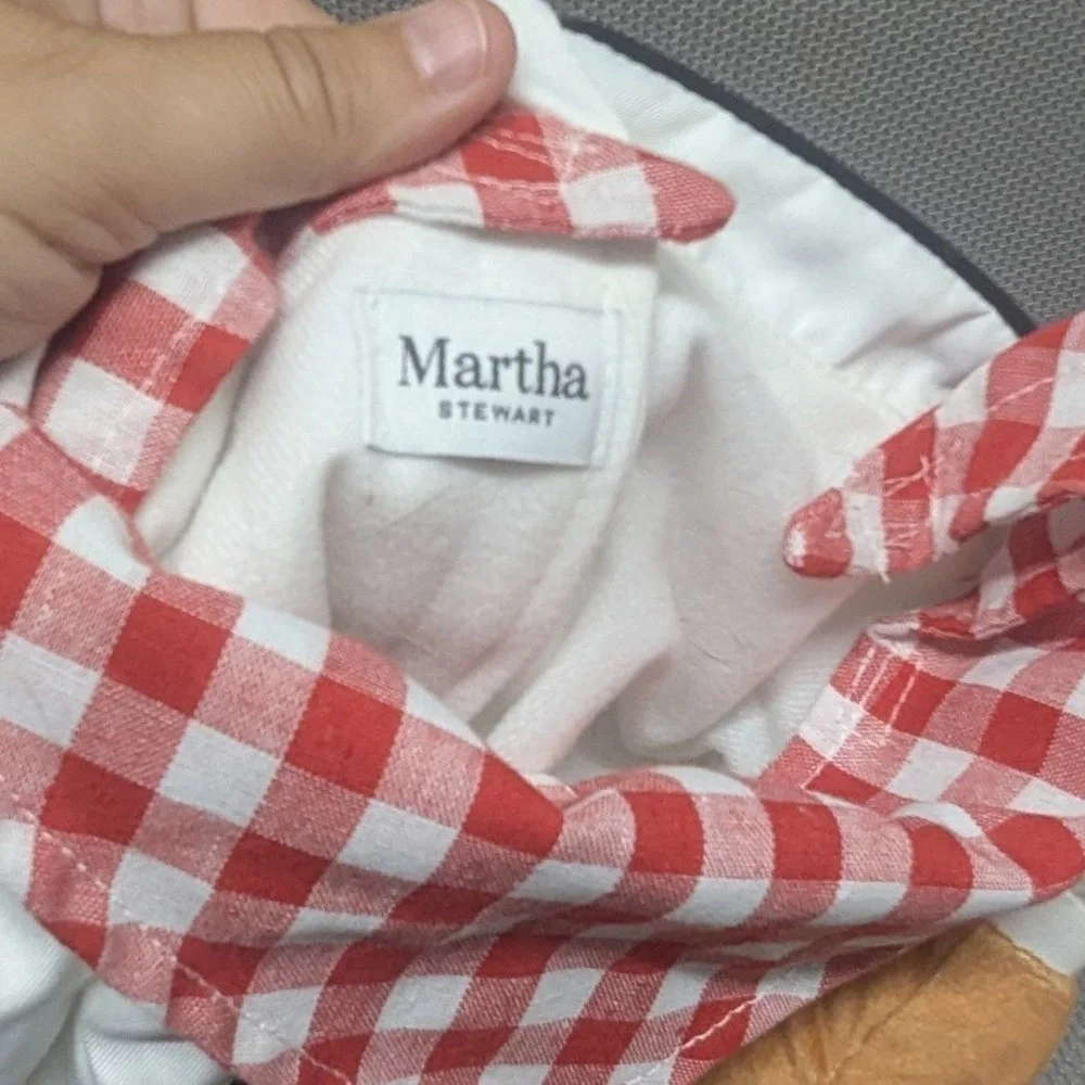 Martha Stewart French Chef Pet Costume White Coat Gingham Scarf Baguette-L